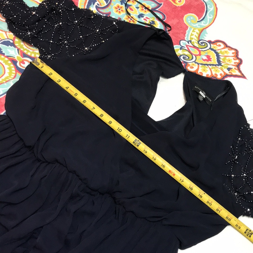 Betsy and Adam beaded sheer sleeve gown - Picture 12 of 13